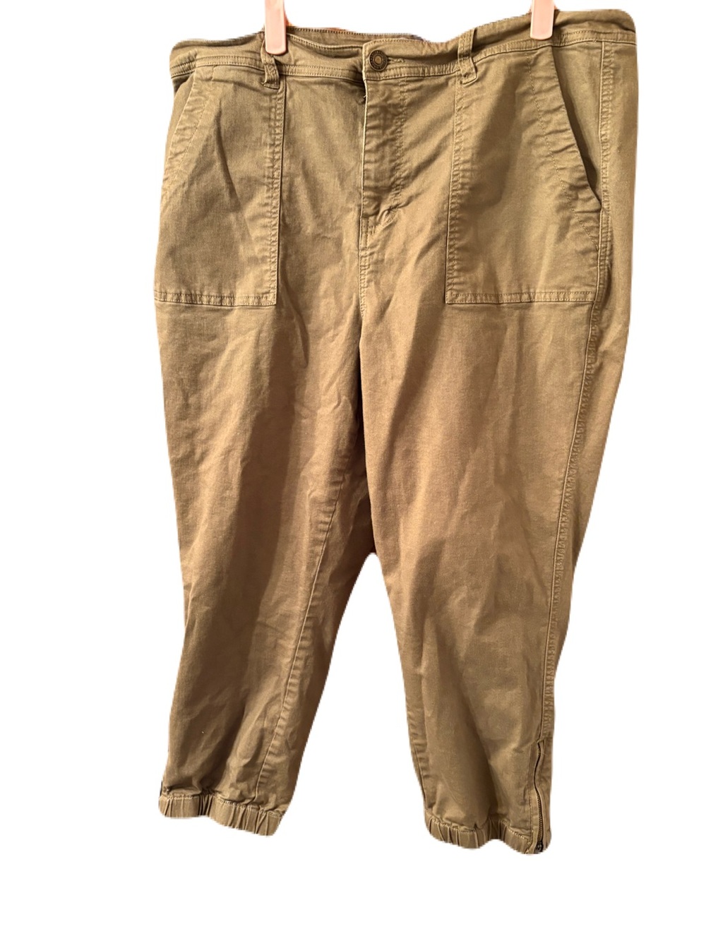 Lisa Rinna cargo capris olive zip detail 18W QVC
